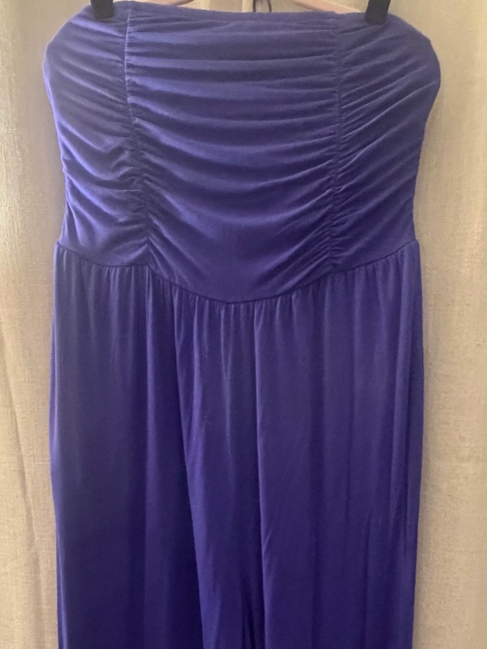Strapless Ruched Maxi Romper wide legged in Deep Purple Ava & Vive size XXL